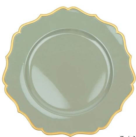 Sage Charger with Gold Rim